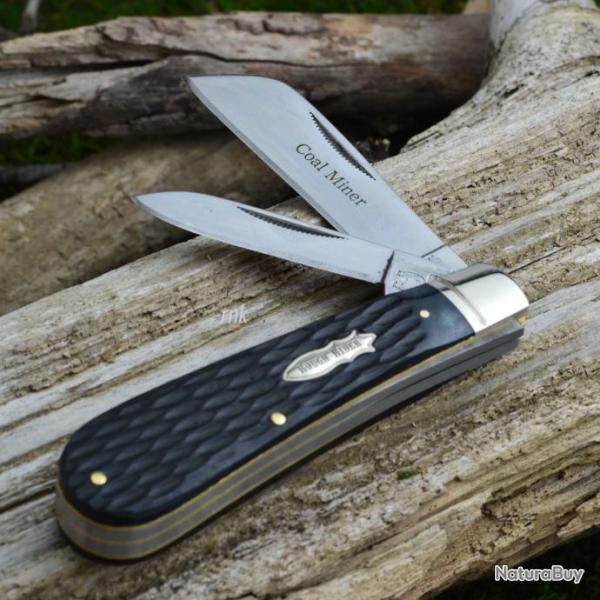 Couteau de Mineur Rough Rider Coal Miner 2 Lames Acier 440 Manche Os RR1284