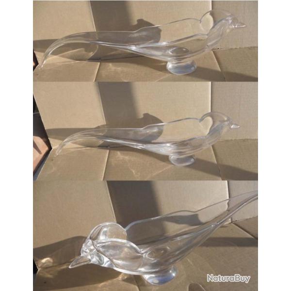 sujet en forme oiseau compotier en cristal vannes