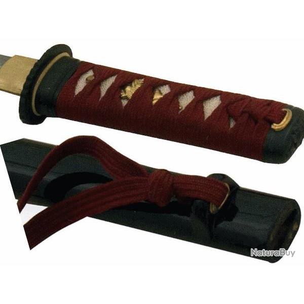 TANTO Japonais  Fudoshin Rouge  Lame DAMAS Livr� en Coffret Bois