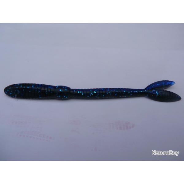 8 leurres SEBILE AT WORM 152/6"SK SP63 black blue sparkie