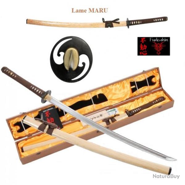 Katana  Lame  MARU ( Bois Naturel et Marron Coffret  )
