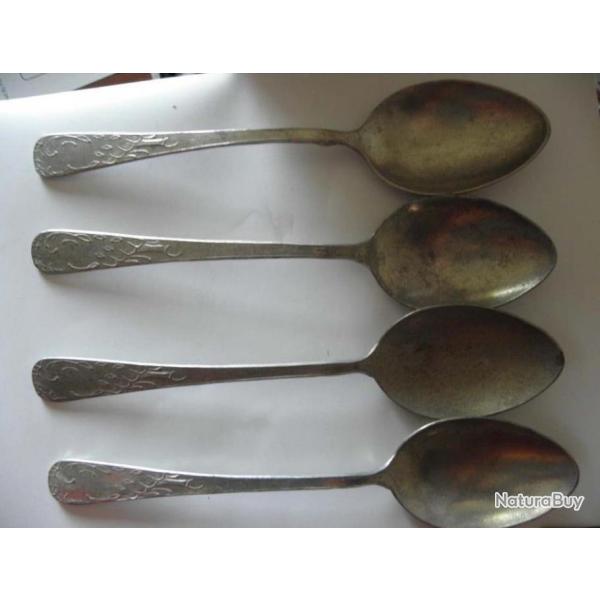 4 cuill�res a soupe en aluminium xix eme