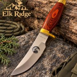 Couteau Elk Ridge Small Hunter Chasse Camping Acier Carbone/inox Manche en bois ER050