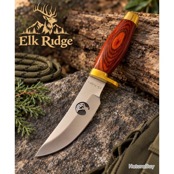 Couteau Elk Ridge Small Hunter Chasse Camping Acier Carbone/inox Manche en bois ER050