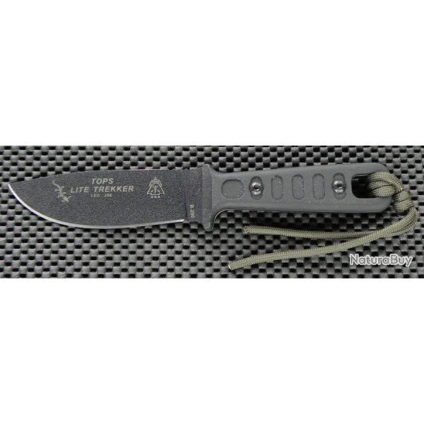 Couteau de Survie Tops Lite Trekker Survival 1095 Manche Micarta Firestarter USA TPTLT01SB