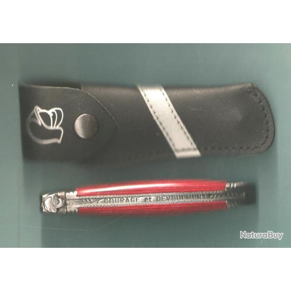 SAPEUR POMPIER Laguiole -forg�+'�tui + PR�NOM gratuit sur lame  couteau