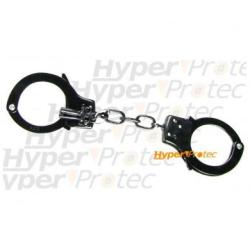 Menottes noires en m&eacute;tal avec 2 clefs