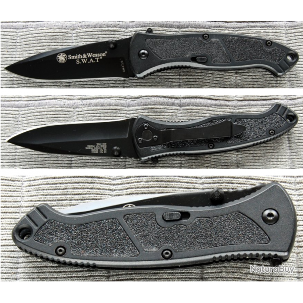 Couteau Automatique Smith&Wesson du SWAT Lame Acier 4034 Manche Alu SWATLB