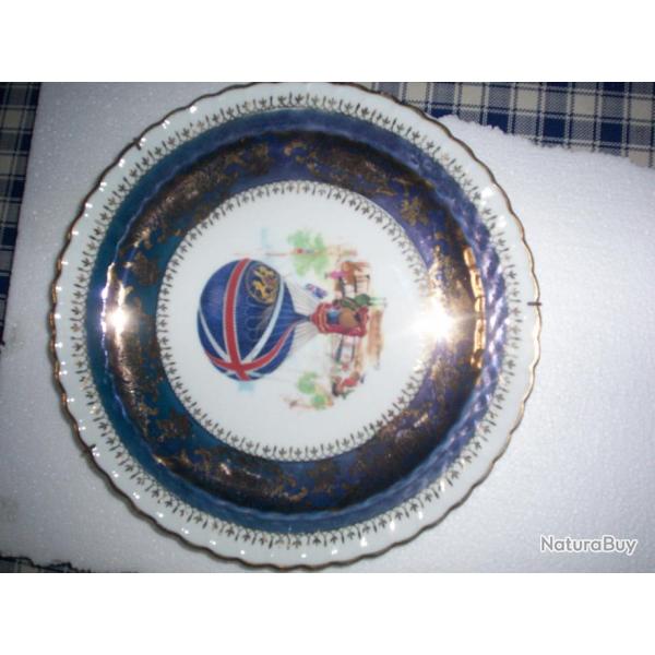 Assiette au ballon , superbe montgolfi�re. ballon de lunardi