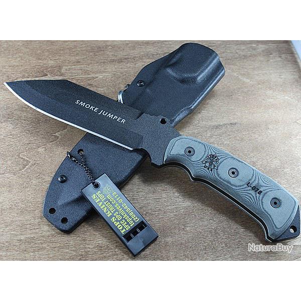 Couteau de Survie Tops Smoke Jumper Acier Carbone 1095 Manche Micarta Etui Kydex Made In USA TPSJ626