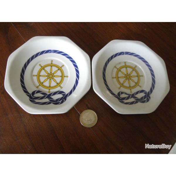 2 vintage mepal service sous tasse marine