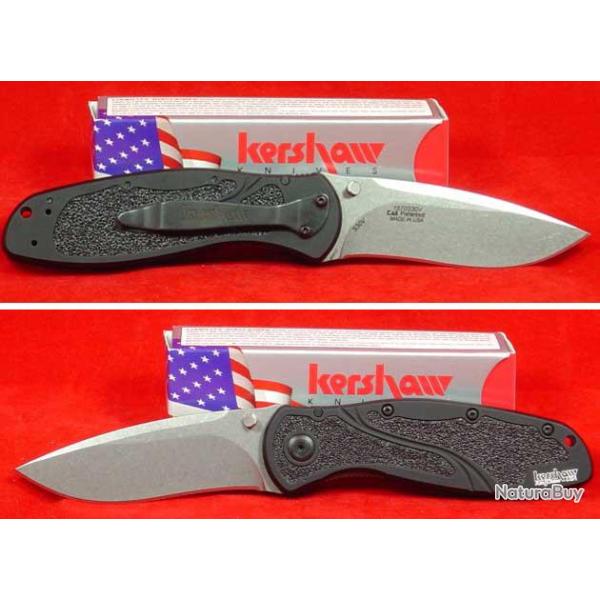 Couteau Kershaw Blur A/O Acier S30V StoneWash Manche Alu 6061-T6 Made In USA KS1670S30V