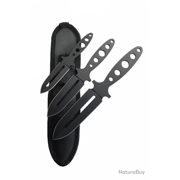 Jeu de 3 Couteaux � lancer Herbertz lame 8,10 et 12 cm manche inox noir