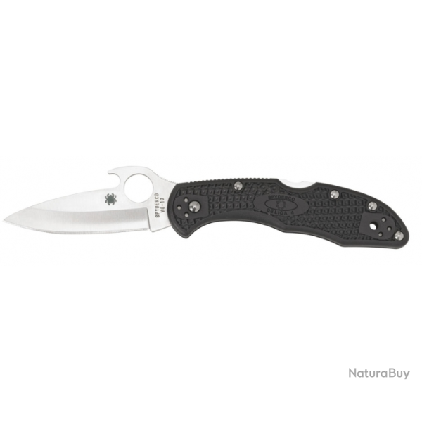 Couteau pliant Spyderco DELICA WAVE manche nylon / fibre de verre noir 11 cm