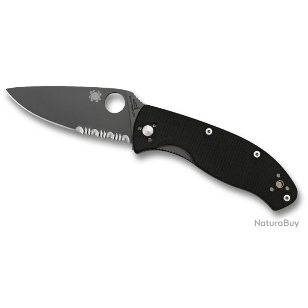 Couteau pliant Spyderco TENACIOUS noir crant� manche G10 noir 11 cm