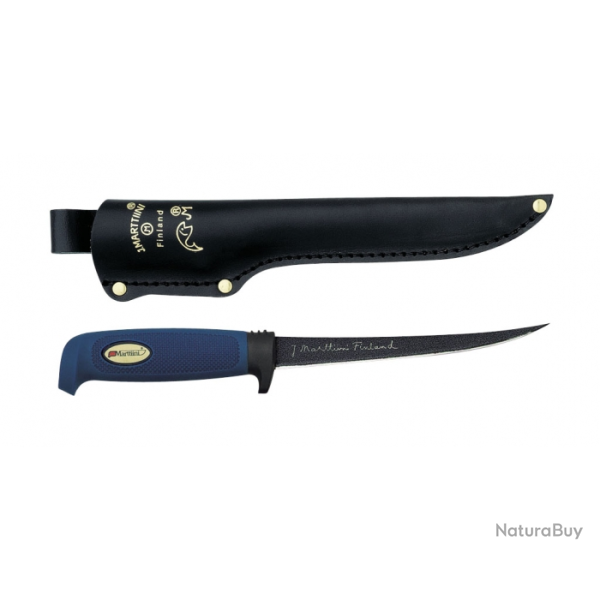 Poignard � filets Marttiini lame 18 cm manche gomme bleue