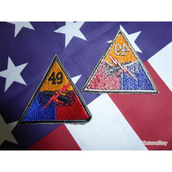 PATCH INSIGNE ORIGINAL WW2 49th ARMORED DIVISION ( NORMANDIE blinde char tank