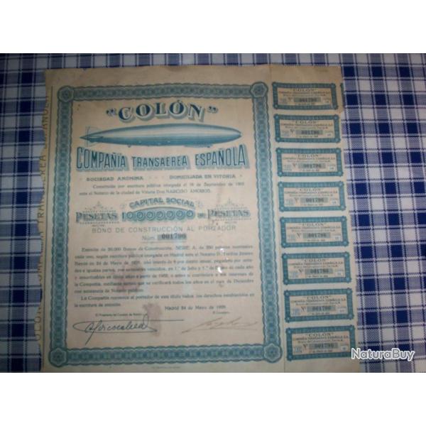 action espagnole dirigeable type zeppelin "colon" colomb