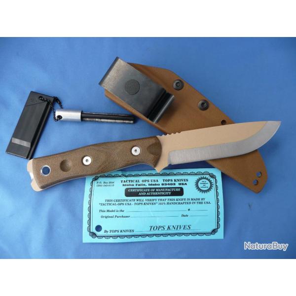 Couteau de Survie Tops B.O.B. Hunter Brothers of Bushcraft Acier 1095 USA Manche Micarta TPBROSTAN