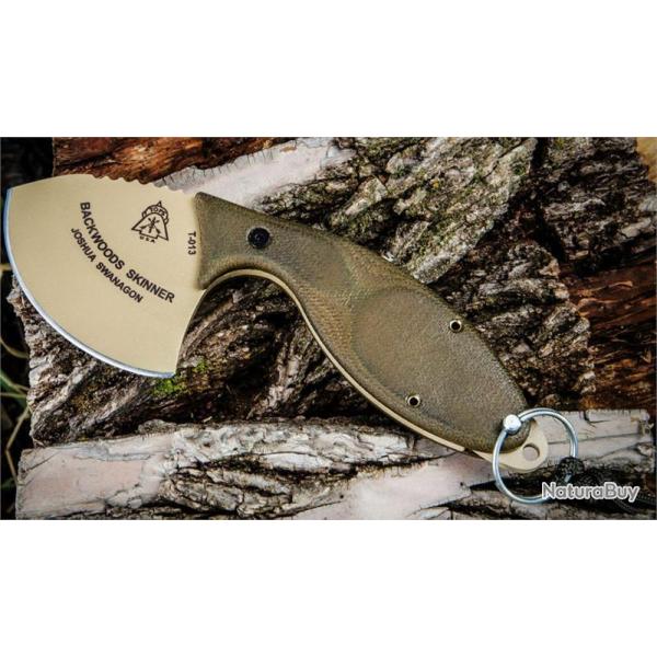 Couteau TOPS Backwoods Skinner Acier 1095 Manche Micarta + Bonus Guthook Etui Cuir USA TPSKIN01