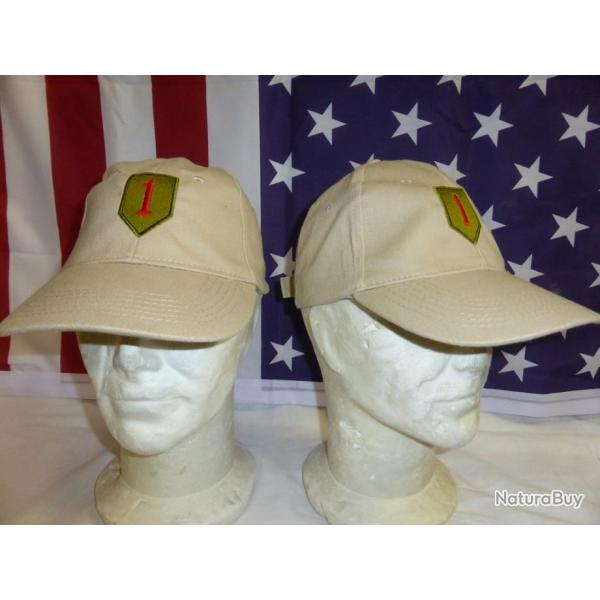 Casquette beige 1st division US BIG RED ONE ( DEBARQUEMENT 1944 militaria jeep )
