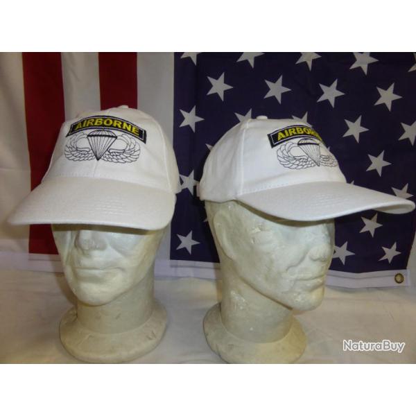 Casquette blanche AIRBORNE PARATROOPER ( DEBARQUEMENT 1944 militaria jeep )