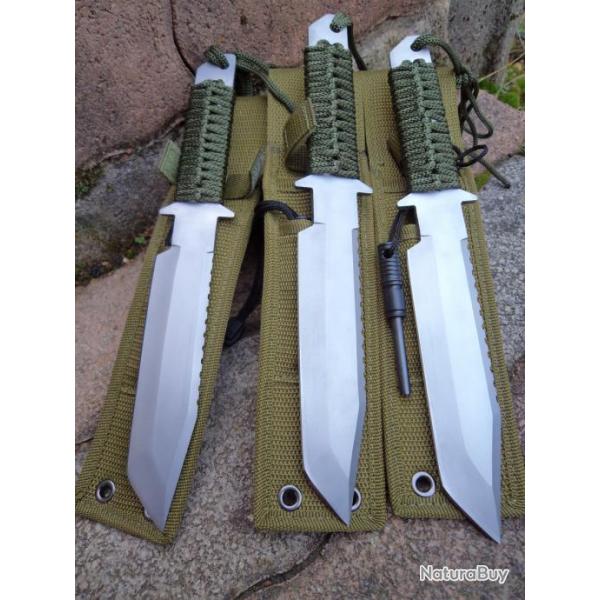 LOT DE 3 Couteau TANTO SURVIE + Allume FEU M3371 - MILITARY LOT DE 3