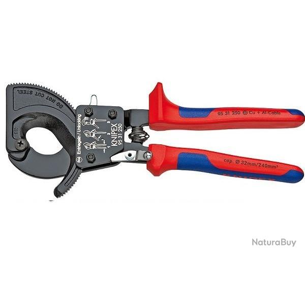 Coupe c�ble � cliquet Diam c�ble 32mm 95.31.250 Knipex