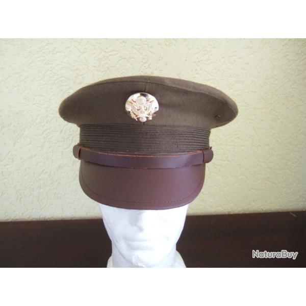 CASQUETTE US CHOCOLAT POUR HOMME DE TROUPE OU SOUS-OFFICIER.