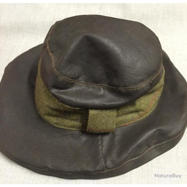 Chapeau Hortense "Club interchasse" avec noeud en Tweed Club couleur marron, Taille 54