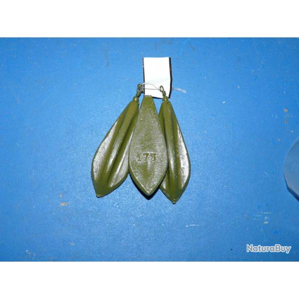 Plomb trilobe peint kaki 175gr - lot de 3