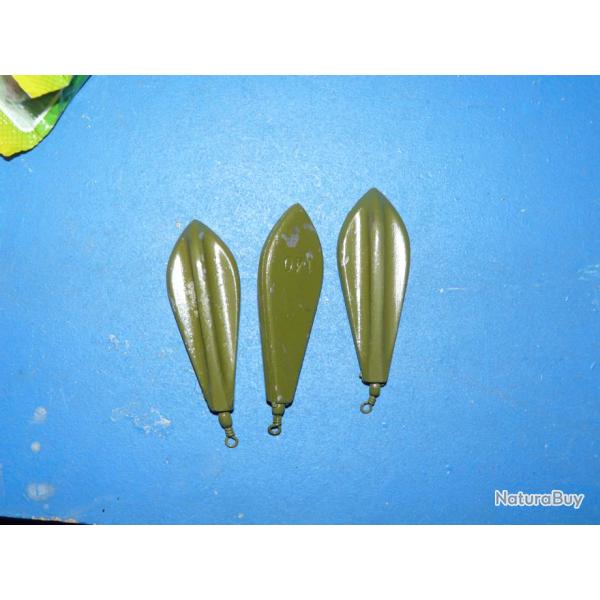Plomb trilobe peint kaki 140gr - lot de 3