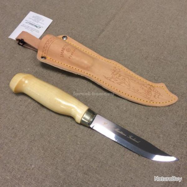 Couteau Marttiini Lynx Finland Acier Carbone Manche Bouleau Etui Cuir Made Finland MN121010
