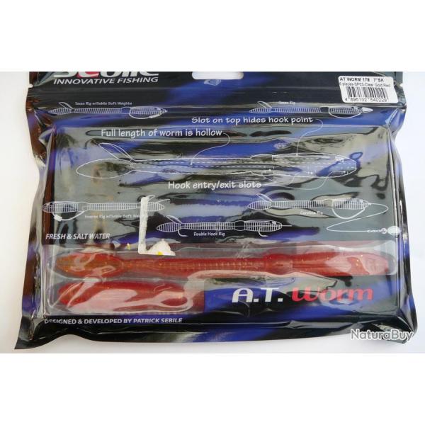 6 leurres SEBILE AT WORM 178 /7"SK SP53 clear gold red