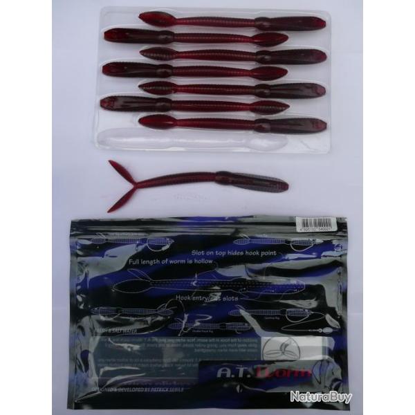 8 leurres SEBILE AT WORM 152/6 "SK SP70 DARK CHERRY