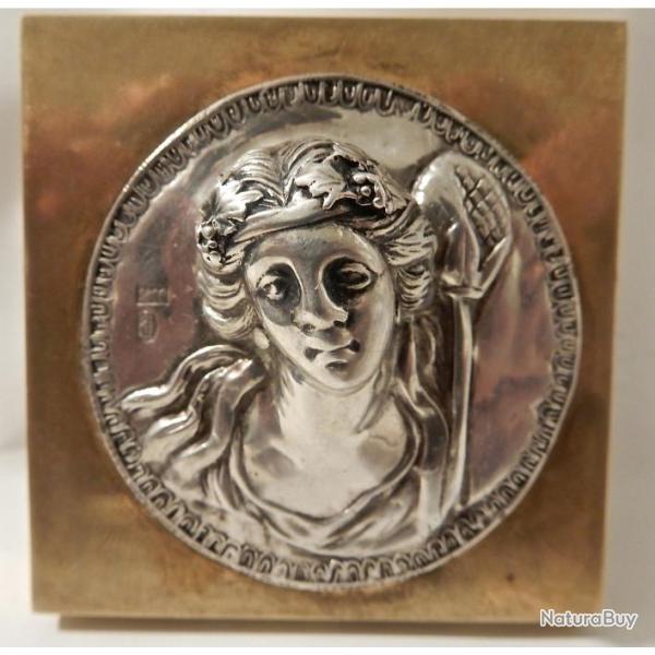 presse papier argent massif et bronze