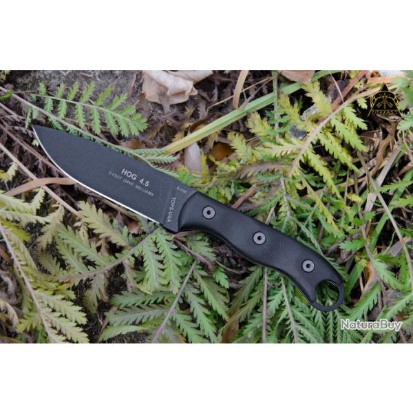Couteau de Survie TOPS HOG 4.5 Acier Carbon 1095 Manche Micarta Etui Nylon Made In USA TPHOG45