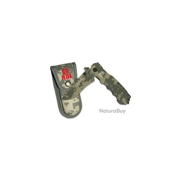 Couteau Pliant  Vert Camouflage RUI avec �tui Rigide et passant pour ceinture