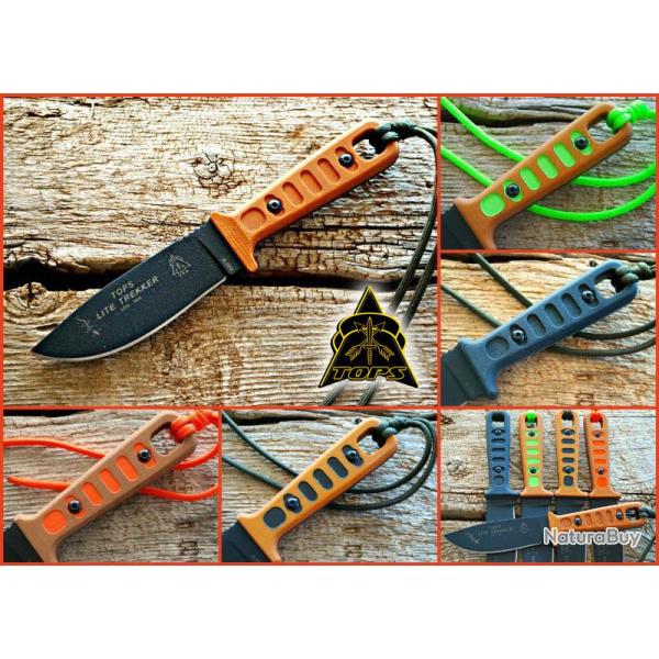 Couteau de Survie Tops Lite Trekker Survival 1095 Manche Orange Firestarter TPTLT01HO