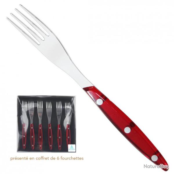 Coffret 6 fourchettes de table Brasserie rouge