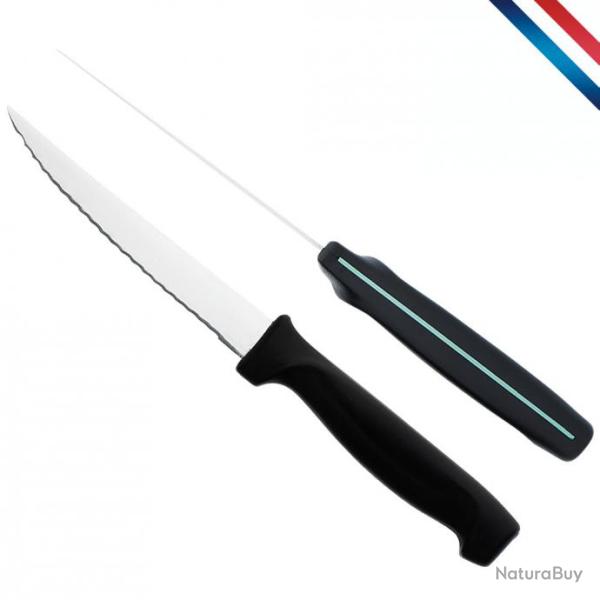 couteau steak microdent, filet vert, 11 cm
