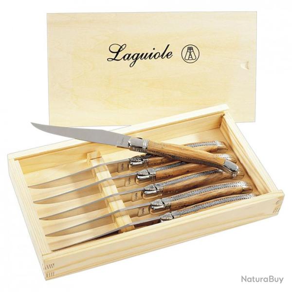 Coffret 6 couteaux "Laguiole" de table - Olivier