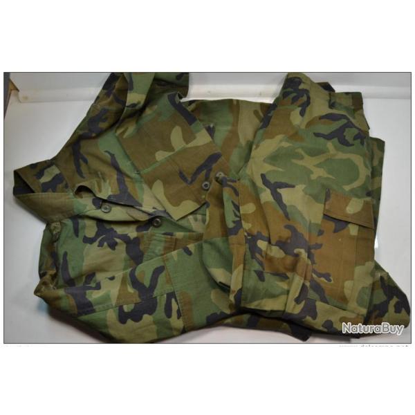 Tenue veste + pantalon arm�e am�ricaine US, camouflage Woodland camo. Id�al airsoft softair paintbal