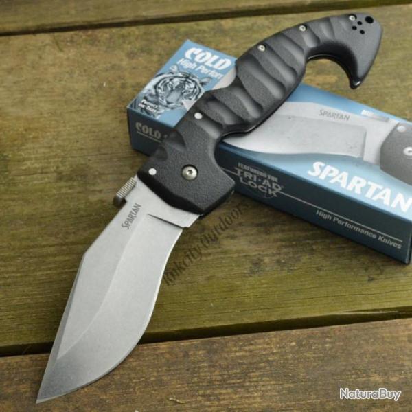 Couteau Cold Steel Spartan Kopis Lame Acier AUS-10A Manche Griv-Ex Tri-Ad Lock Clip CS21ST