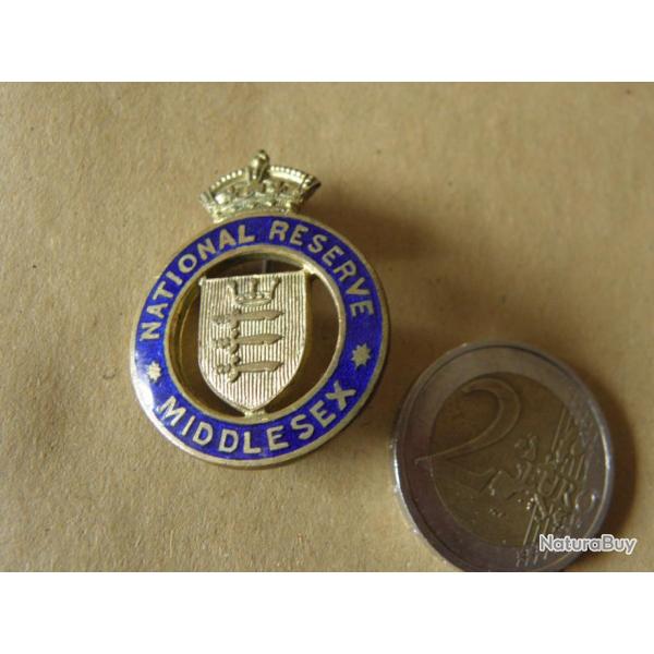 vintage insigne national reserve middlesex en email anglais