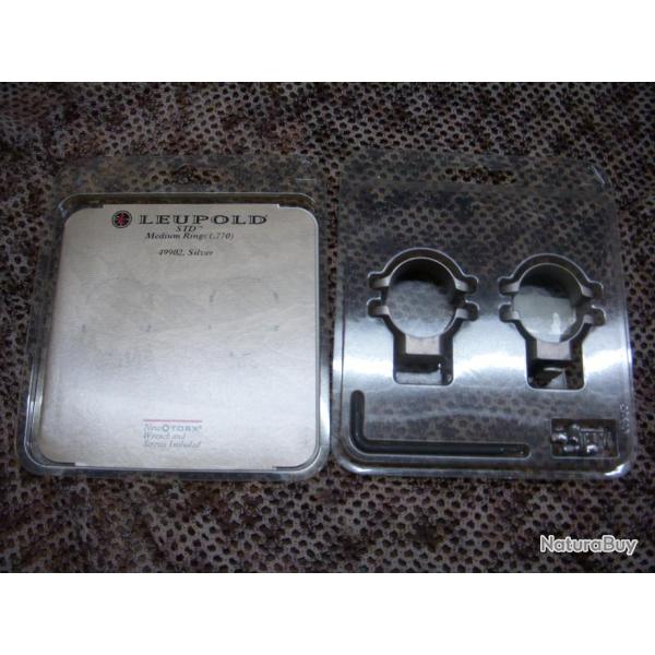 paire de collier nickel� LEUPOLD pour montage type STD , diam�tre : 25,4 mm , hauteur : medium