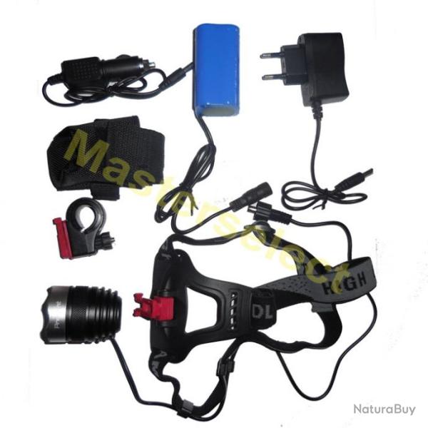 Lampe frontale SMD LED CREE adaptateur phare projecteur support cadre de velo puissante sur batterie