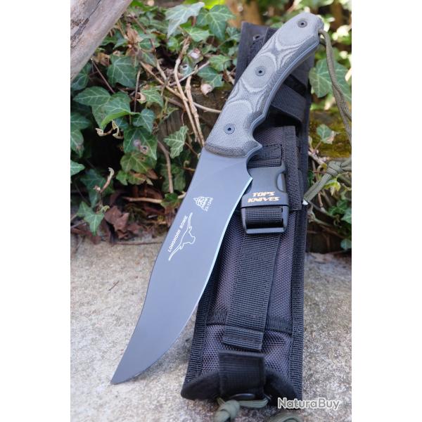 Couteau De Survie Tops LONGHORN BOWIE Lame Acier Carbone 1095 Etui Nylon Sifflet Made In USA