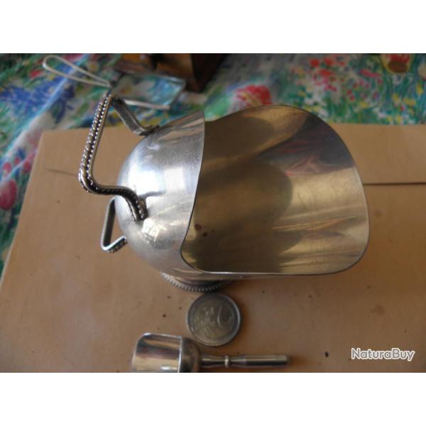 antique sucrier xix eme seau  charbon avec cuillre