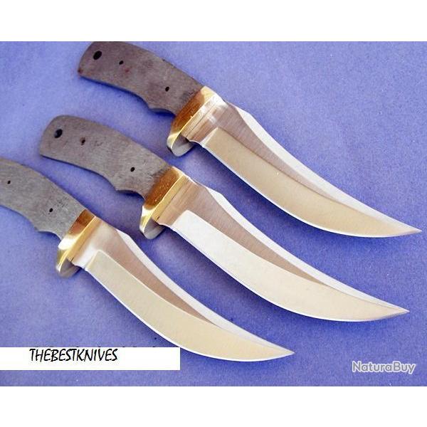 Lot de 3 LAMES DE COUTEAU A CUSTOMISER Lame Acier Carbone FIXE BL7704